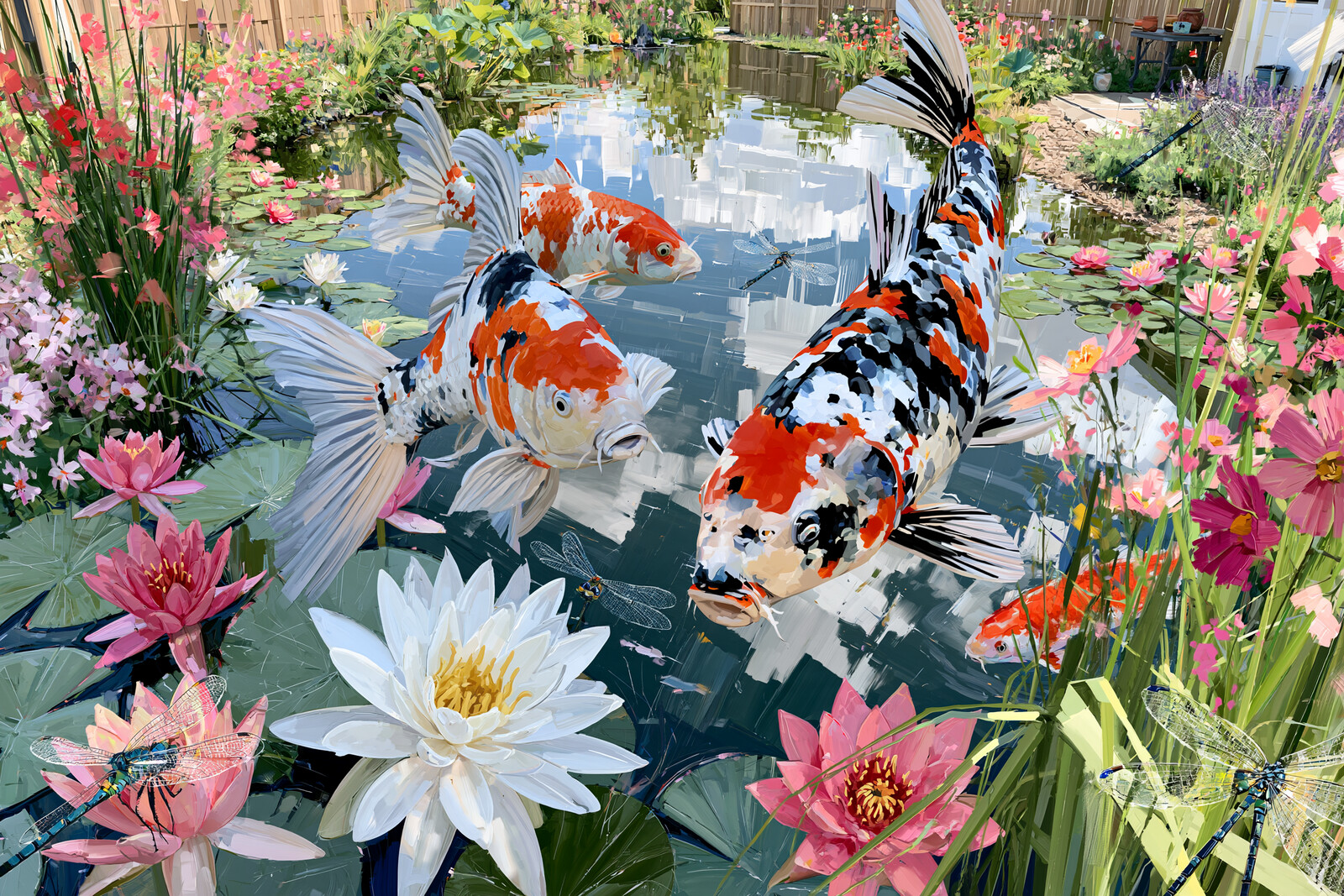 Koi in the Lily Pond