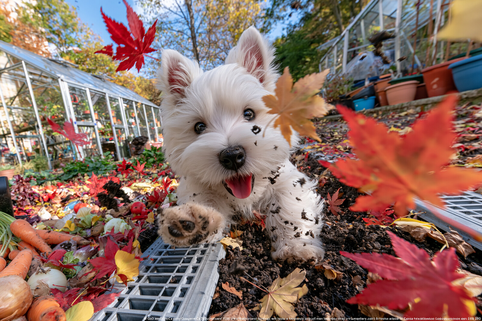 Westie Among the Red Maples
