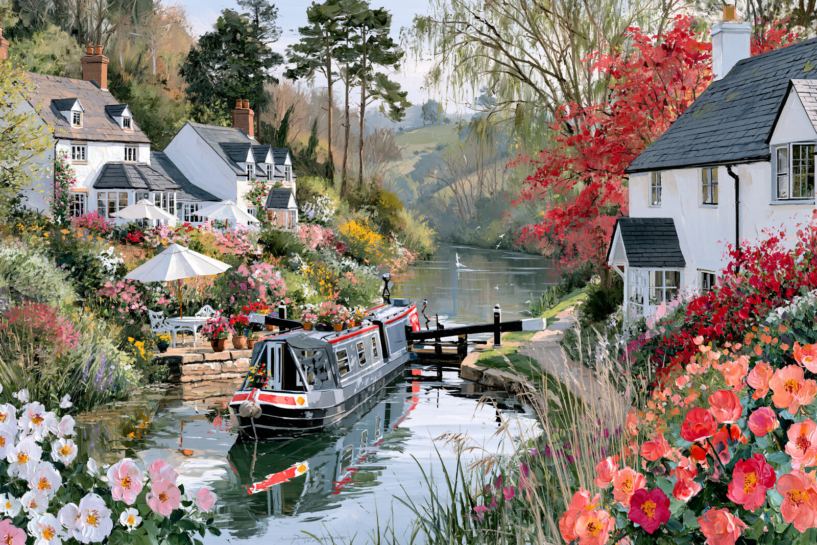 Narrowboat Below the Garden