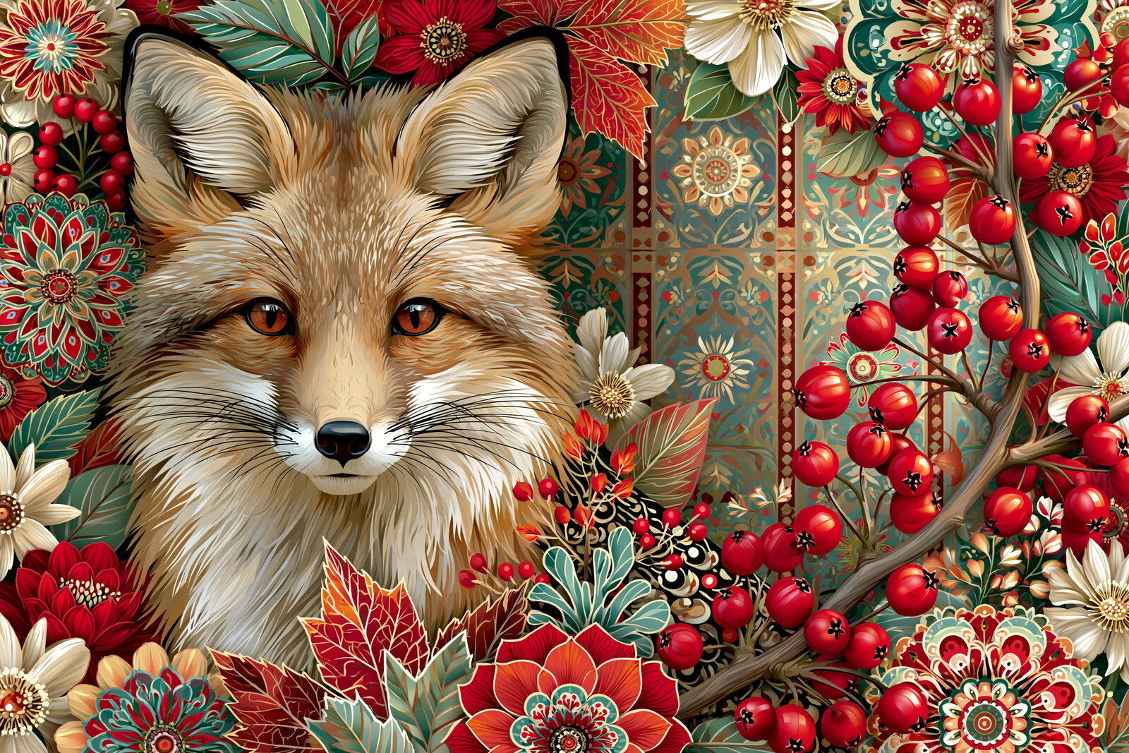 Artwork Picture - Fox in a Berry Thicket