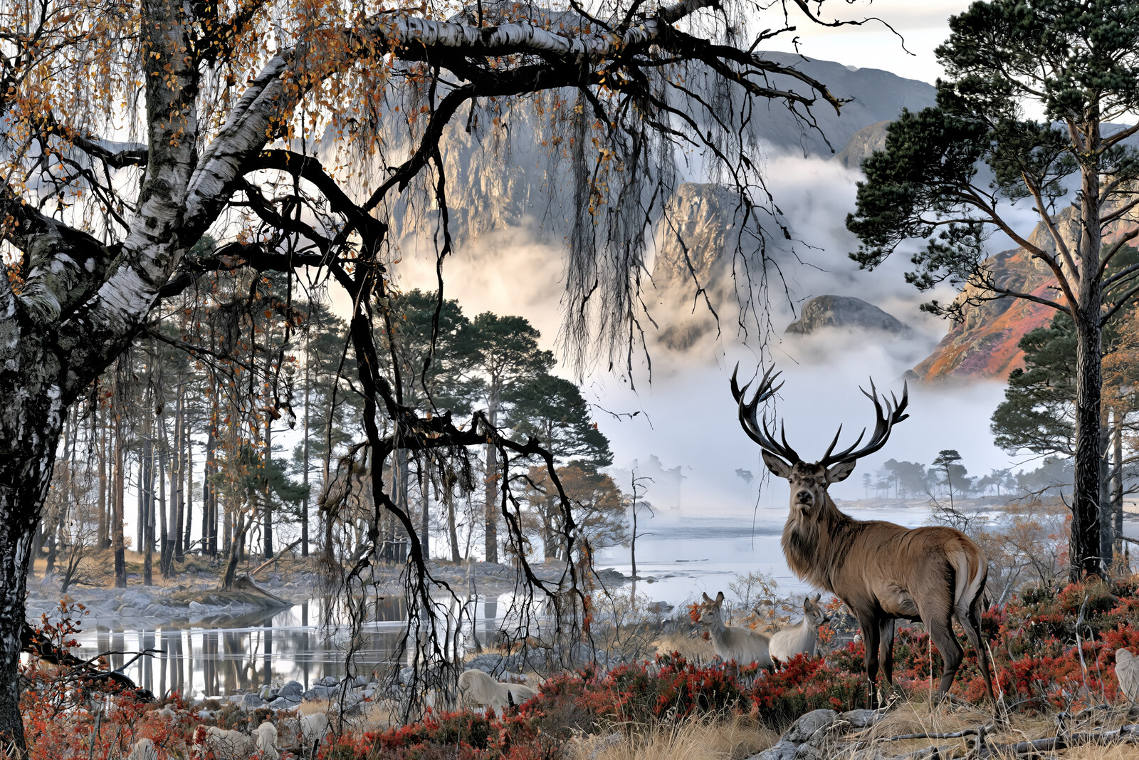 Stag Among the Pine Trees